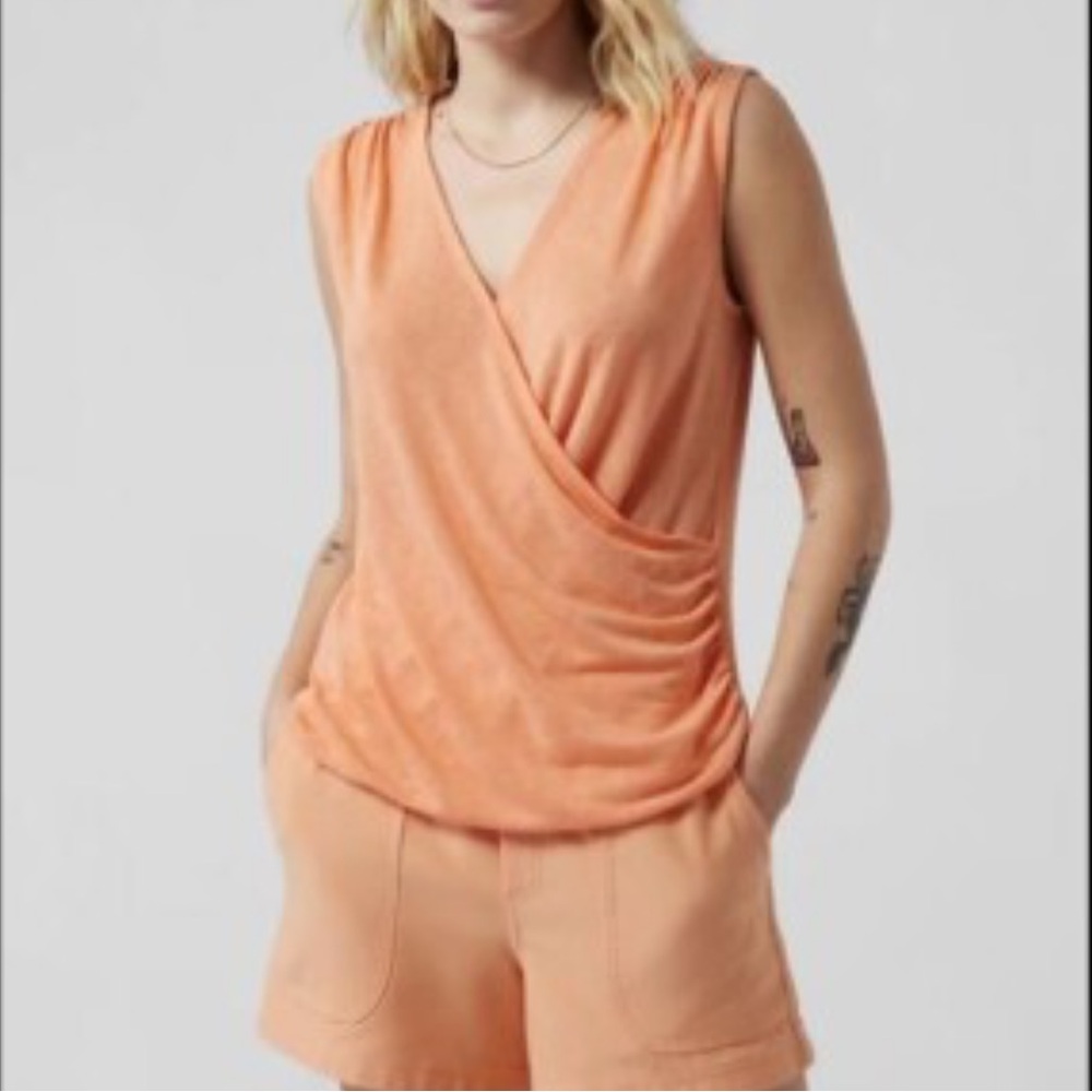 Athleta Peach Sleeveless Wrap Top